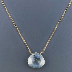 Collana Girocollo Con Catena Dorato Argento 925 E Ametista Verde (Prasiolite) Taglio Goccia Briolette Sfaccettato A Mano 1Pz