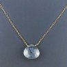 Collana Girocollo Con Catena Dorato Argento 925 E Ametista Verde (Prasiolite) Taglio Goccia Briolette Sfaccettato A Mano 1Pz