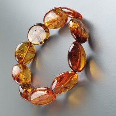 Bracciale Elastico Ambra Baltica Ovale Piatto Liscio 12,80gm 1pz