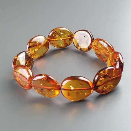 Bracciale Elastico Ambra Baltica Ovale Piatto Liscio 12,80gm 1pz