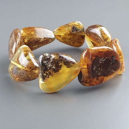 Bracciale Elastico Ambra Verde Sassi Irregolare Liscio 29,90gm 1pz