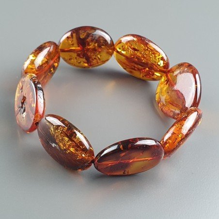 Bracciale Elastico Ambra Baltica Ovale Piatto Liscio 17,20gm 1pz