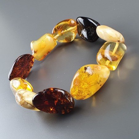 Bracciale Elastico Ambra Baltica MulticoloreSassi Irregolare Liscio 25,30gm 1pz