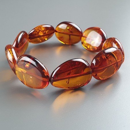 Bracciale Elastico Ambra Baltica Ovale Piatto Liscio 15,20gm 1pz
