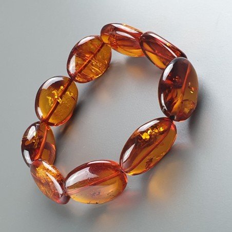 Bracciale Elastico Ambra Baltica Ovale Piatto Liscio 15,20gm 1pz
