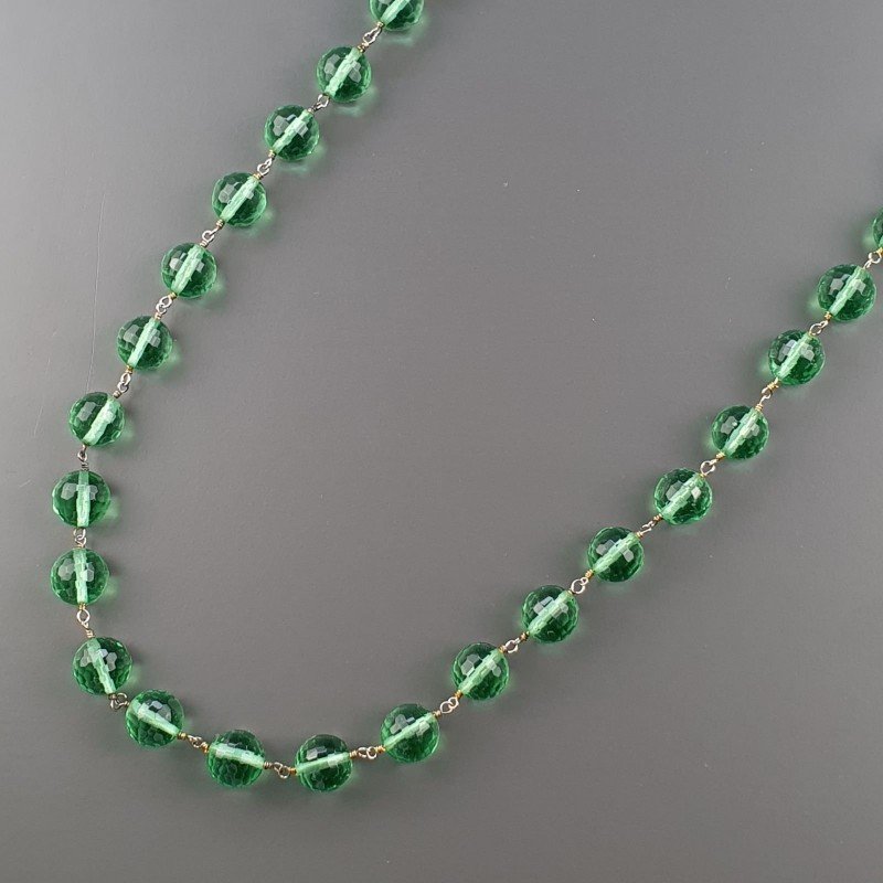 Collana Nodo Orafo Dorato Con Pietre Dure Fluorite Verde Idrotermale Annodato A Mano