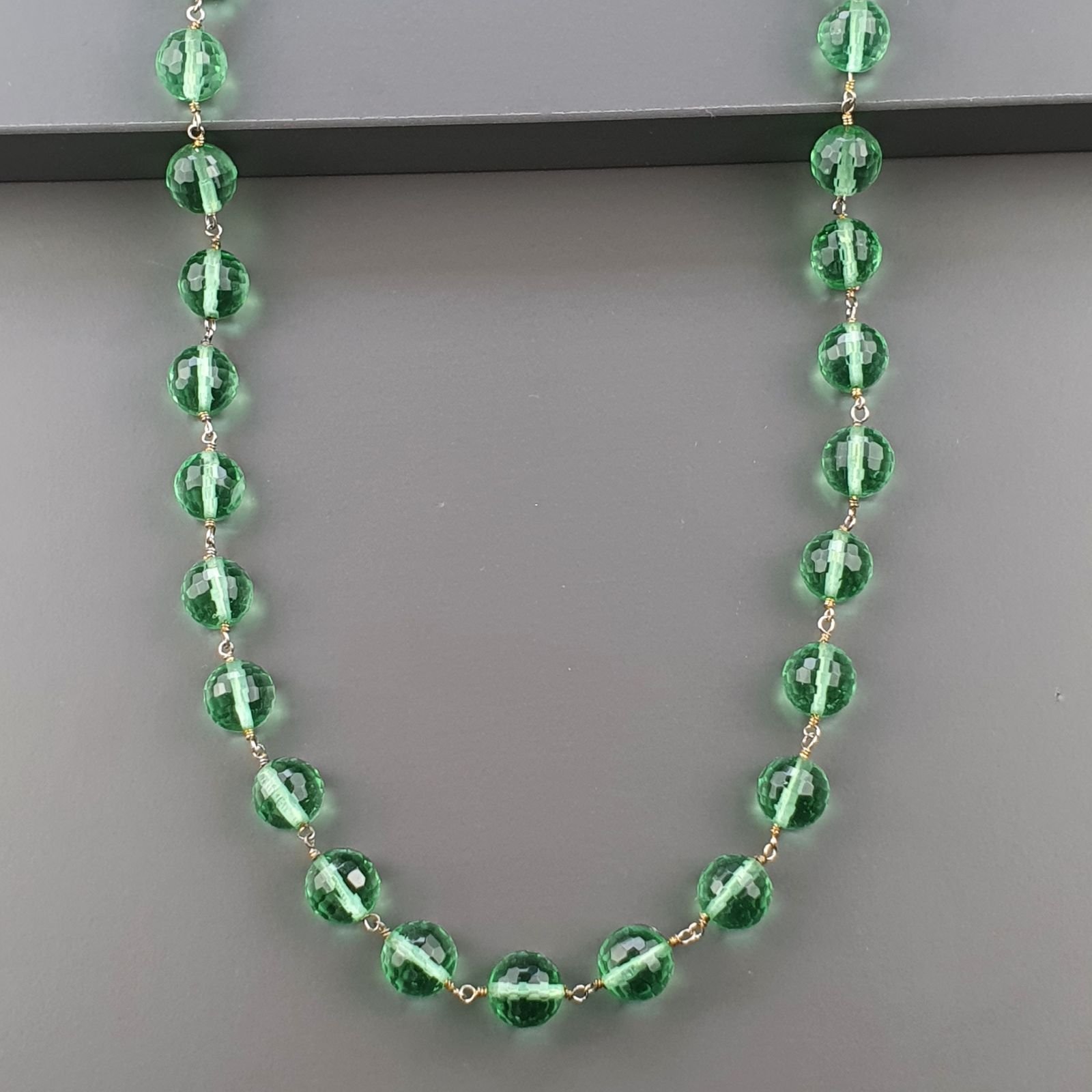 Collana Nodo Orafo Dorato Con Pietre Dure Fluorite Verde Idrotermale Annodato A Mano