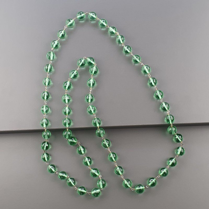 Collana Nodo Orafo Dorato Con Pietre Dure Fluorite Verde Idrotermale Annodato A Mano