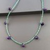 Collana Girocollo Con Pietre Dure Avventurina Verde E Ametista Africana Gocce Sfaccettato E Chiusra In Argento 925 A Mano