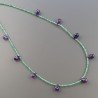 Collana Girocollo Con Pietre Dure Avventurina Verde E Ametista Africana Gocce Sfaccettato E Chiusra In Argento 925 A Mano