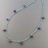 Collana Girocollo Con Pietre Dure Avventurina Verde E Ametista Africana Gocce Sfaccettato E Chiusra In Argento 925 A Mano