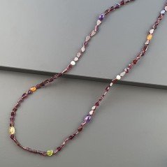 Collana Con Pietre Dure Granato Rosso E Pietre Dure Miste E Chiusra In Argento 925 A Mano