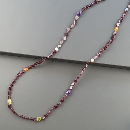 Collana Con Pietre Dure Granato Rosso E Pietre Dure Miste E Chiusra In Argento 925 A Mano