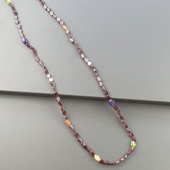 Collana Con Pietre Dure Granato Rosso E Pietre Dure Miste E Chiusra In Argento 925 A Mano