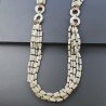Collana Con Pietre Dure Giada Naturale,Agata Brasiliana Marrone E Calcite Cerchietti A 5 Fili A Mano