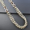 Collana Con Pietre Dure Giada Naturale,Agata Brasiliana Marrone E Calcite Cerchietti A 5 Fili A Mano