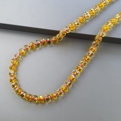 Collana Girocollo Con Pietre Dure Quarzo Citrino Idrotermale Rondelle Sfaccettato Annodato A Mano E Chiusra In Ottone