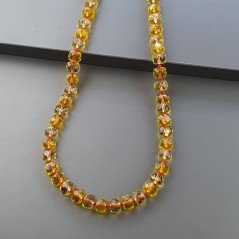 Collana Girocollo Con Pietre Dure Quarzo Citrino Idrotermale Rondelle Sfaccettato Annodato A Mano E Chiusra In Ottone