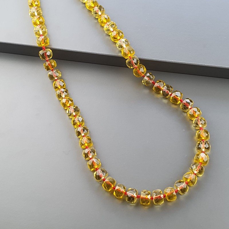Collana Girocollo Con Pietre Dure Quarzo Citrino Idrotermale Rondelle Sfaccettato Annodato A Mano E Chiusra In Ottone