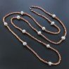 Collana Lunga Pietre Dure Occhio Di Gatto Con Perle Di Fiume Irregolare 115cm E Chiusura In Argento 925