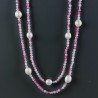 Collana Lunga Pietre Dure Agata Brasiliana Fucsia Con Perle Di Fiume Irregolare 115cm E Chiusura In Argento 925