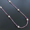 Collana Lunga Pietre Dure Agata Brasiliana Fucsia Con Perle Di Fiume Irregolare 115cm E Chiusura In Argento 925
