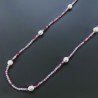 Collana Lunga Pietre Dure Agata Brasiliana Fucsia Con Perle Di Fiume Irregolare 115cm E Chiusura In Argento 925