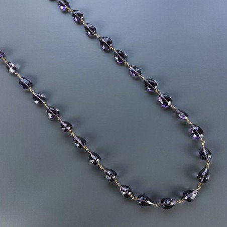 Collana A Nodo Orafo Dorato Con Ametista Africana Idrotermale Gocce Sfaccettate A Mano