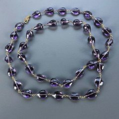 Collana A Nodo Orafo Dorato Con Ametista Africana Idrotermale Gocce Sfaccettate A Mano