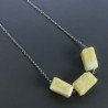 Collana Girocollo Con Catena Rodiato Argento 925 E Giada Limone Sassi Sfaccettato A Mano 1Pz