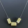 Collana Girocollo Con Catena Rodiato Argento 925 E Giada Limone Sassi Sfaccettato A Mano 1Pz