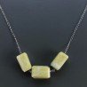 Collana Girocollo Con Catena Rodiato Argento 925 E Giada Limone Sassi Sfaccettato A Mano 1Pz