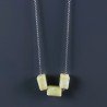 Collana Girocollo Con Catena Rodiato Argento 925 E Giada Limone Sassi Sfaccettato A Mano 1Pz