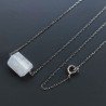 Collana Girocollo Con Catena Rodiato Argento 925 E Pietra Di Luna (Adularia) Sassi Sfaccettato A Mano 1Pz