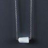 Collana Girocollo Con Catena Rodiato Argento 925 E Pietra Di Luna (Adularia) Sassi Sfaccettato A Mano 1Pz