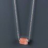 Collana Girocollo Con Catena Rodiato Argento 925 E Pietra Di Luna Sassi Pesca Sfaccettato A Mano 1Pz