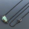 Collana Girocollo Con Catena Brunito Argento 925 E Radice Di Smeraldo Naturale Sfaccettato A Mano 1Pz