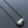 Collana Girocollo Con Catena Brunito Argento 925 E Radice Di Smeraldo Naturale Sfaccettato A Mano 1Pz