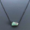 Collana Girocollo Con Catena Brunito Argento 925 E Radice Di Smeraldo Naturale Sfaccettato A Mano 1Pz