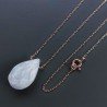 Collana Girocollo Con Catena Oro Rosa Argento 925 E Labradorite Bianca Gocce Briolette Sfaccettato A Mano 1Pz