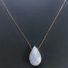 Collana Girocollo Con Catena Oro Rosa Argento 925 E Labradorite Bianca Gocce Briolette Sfaccettato A Mano 1Pz