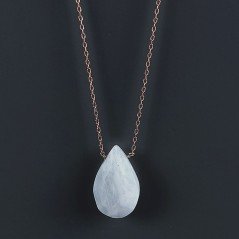 Collana Girocollo Con Catena Oro Rosa Argento 925 E Labradorite Bianca Gocce Briolette Sfaccettato A Mano 1Pz
