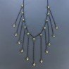 Collana Girocollo Con Catena Brunito Argento 925 Zircone Olivina (Peridoto) A 11 Gocce Sfaccettato A Mano 1Pz