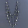 Collana Girocollo Con Catena Brunito Argento 925 Zircone Olivina (Peridoto) A 11 Gocce Sfaccettato A Mano 1Pz