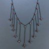 Collana Girocollo Con Catena Brunito Argento 925 Zircone Granato Rosso A 11 Gocce Sfaccettato A Mano 1Pz