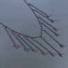 Collana Girocollo Con Catena Brunito Argento 925 Zircone Granato Rosso A 11 Gocce Sfaccettato A Mano 1Pz