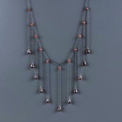 Collana Girocollo Con Catena Brunito Argento 925 Zircone Granato Rosso A 11 Gocce Sfaccettato A Mano 1Pz Collana Girocollo Con Catena Brunito Argento 925 Zircone Granato Rosso A 11 Gocce Sfaccettato A Mano 1Pz