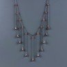 Collana Girocollo Con Catena Brunito Argento 925 Zircone Granato Rosso A 11 Gocce Sfaccettato A Mano 1Pz