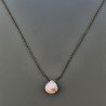 Collana Girocollo Con Catena Brunito Argento 925 E Opale Rosa Taglio Goccia Briolette Sfaccettato A Mano 1Pz