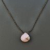 Collana Girocollo Con Catena Brunito Argento 925 E Opale Rosa Taglio Goccia Briolette Sfaccettato A Mano 1Pz